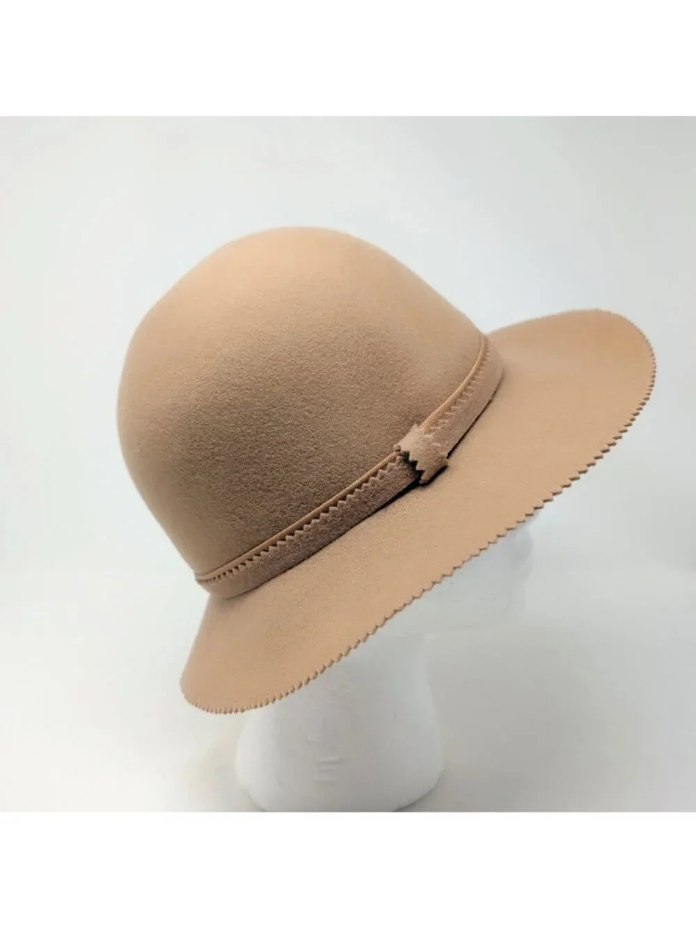 Vintage 60s Pappagallo Tan Hat Cloche Felt Wide Brim
